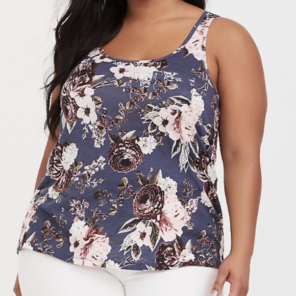 torrid Tops - Torrid GREY FLORAL POCKET TANK
